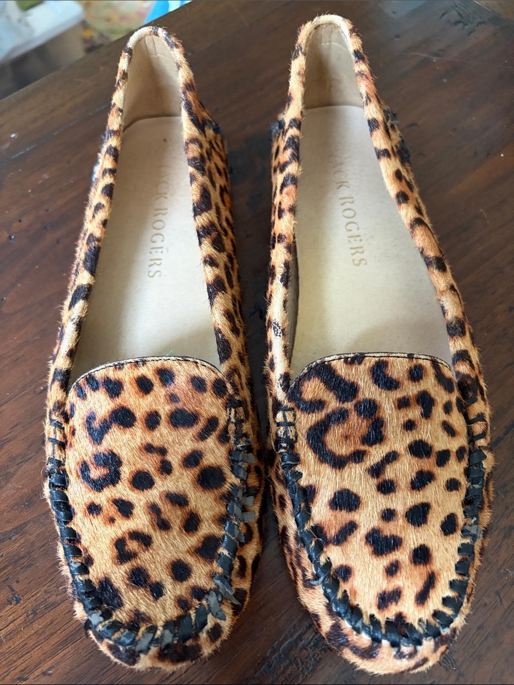 Jack Rogers Leopard-Print Faux-Hair Loafers in Tan and Black